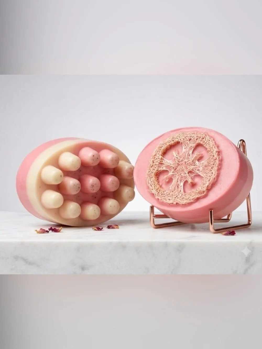 Two Exfoliating Loofah Massage Soap set - Pink